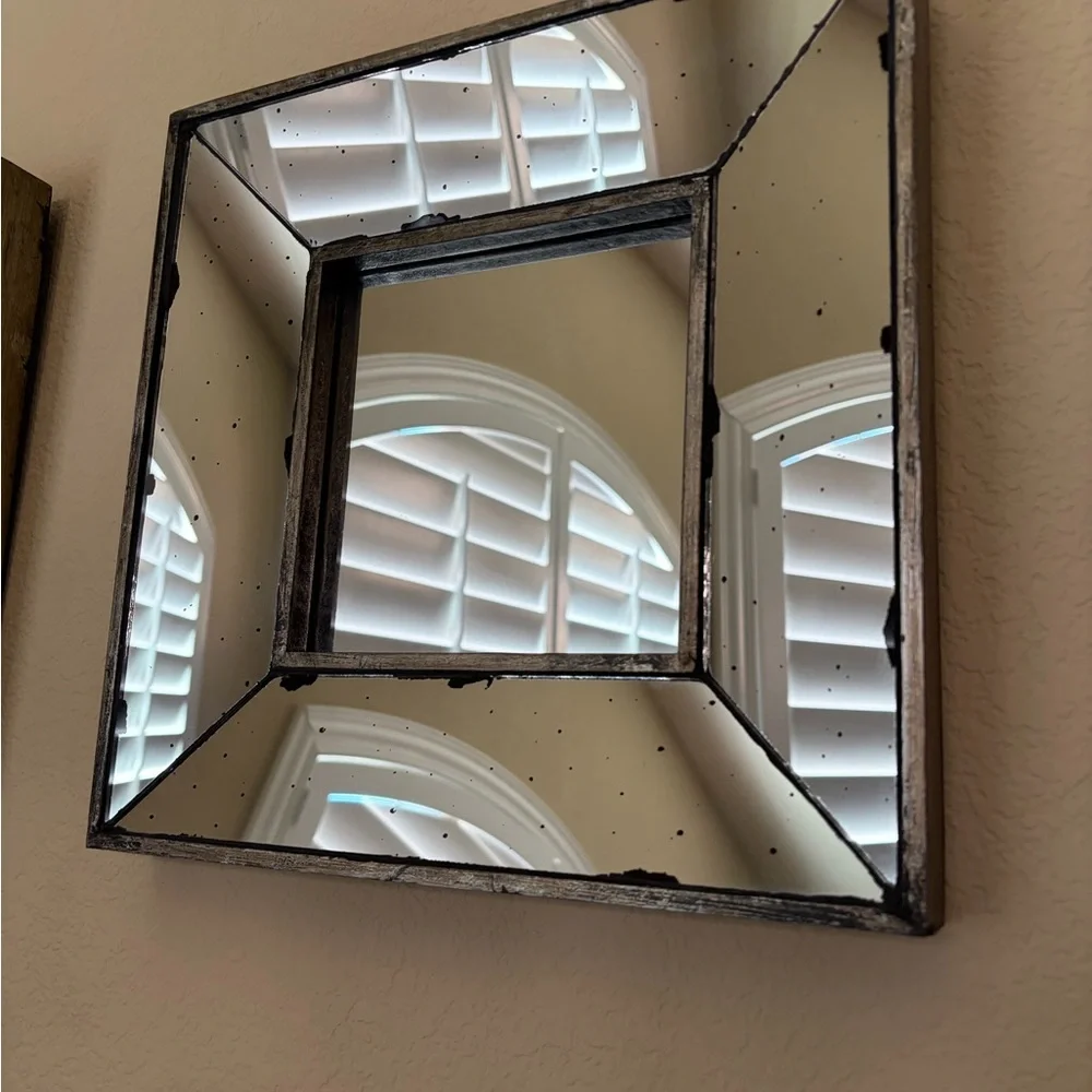 Birch Lane Distressed Square Wall Mirror, 12”, SET OF 4, LIKE NEW